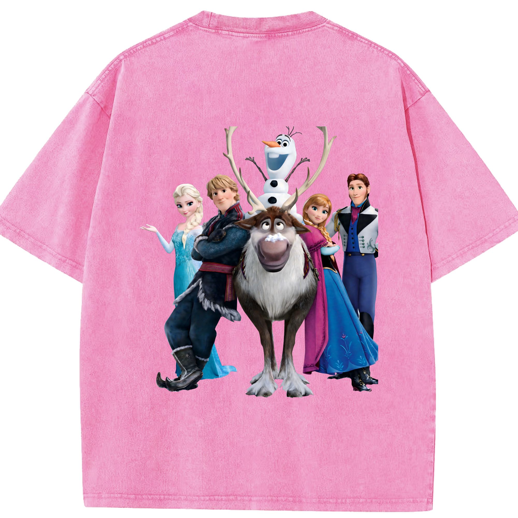 （画像用） アナと雪の女王 アンナ エルサ Frozen Anna Elsa 綿100% ヴィンテージ風 半袖Tシャツ（背面プリント）